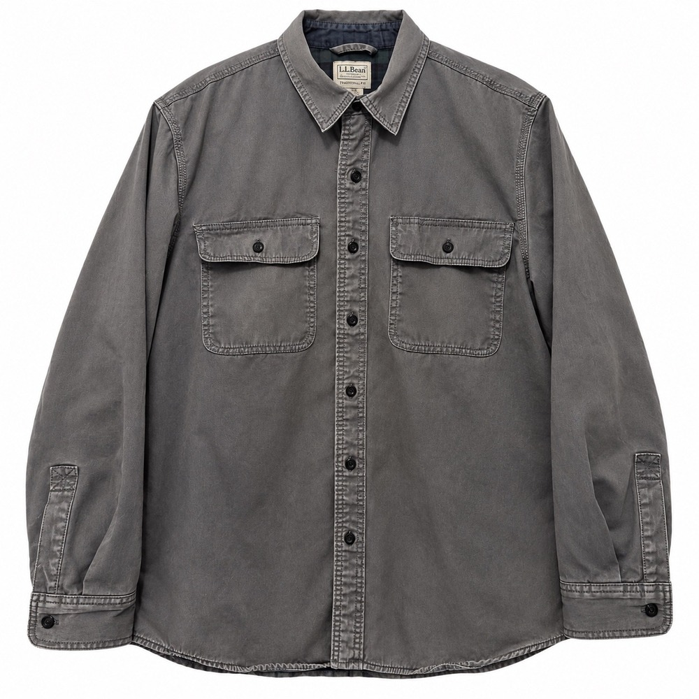 L.L.Bean Vintage Men's M Traditional Fit Hurricane Shirt Flannel Lined Gray